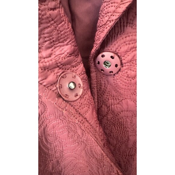 Anne Klein Textured Button Coat Woman's Small Deep Berry Classic Modern Trench - Picture 7 of 9